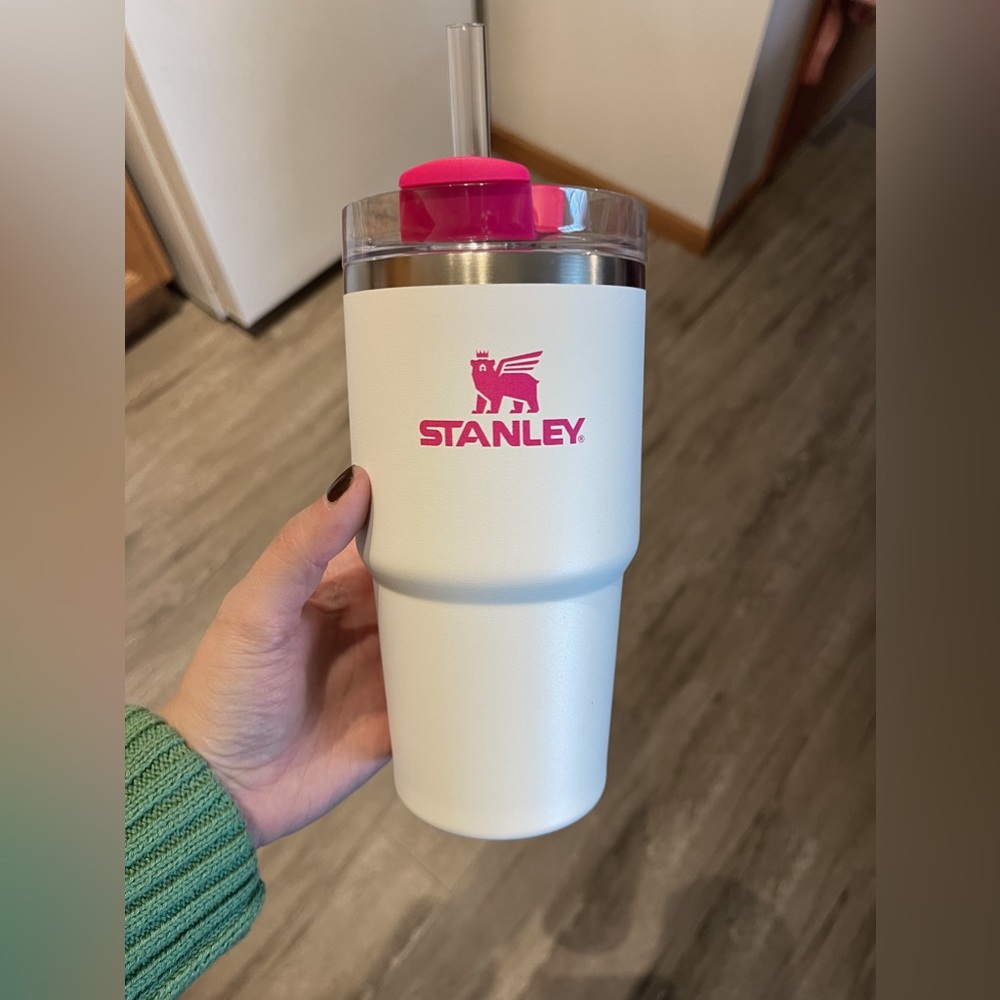 Stanley 20 oz in white with pink details